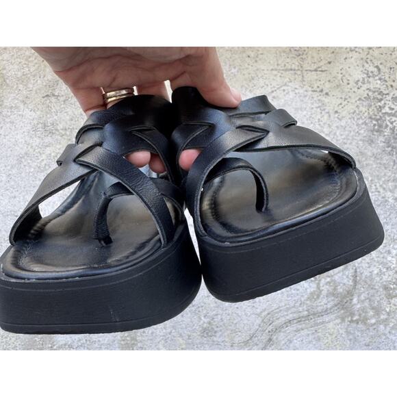 Seychelles Black Platform Sandals Women’s Size 9 Made In Italy Leather Y2K Look - Picture 5 of 10